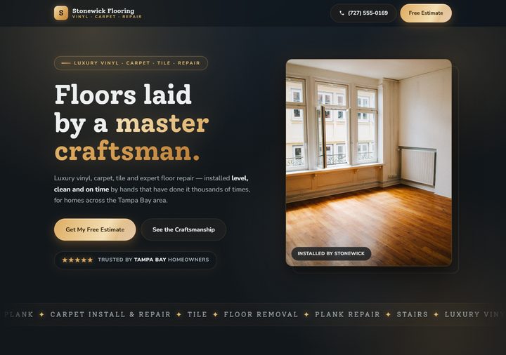 Flooring template preview — slate graphite with honey oak aurora