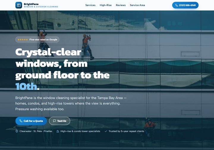 Window cleaning template preview — sky azure and glass petrol