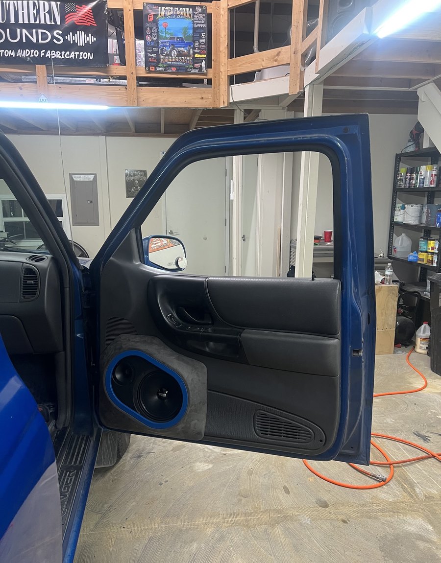 Speaker installed in a truck door panel