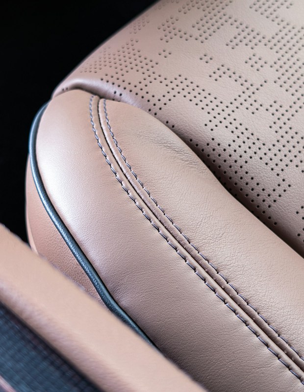 Custom quilted leather car seats after full re-upholstery
